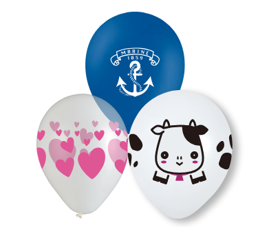 Printed rubber balloons, balloons